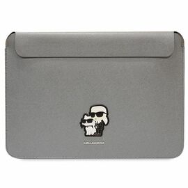 Karl Lagerfeld Saffiano Karl&amp;Choupette case for a 16" laptop - silver | Techbox