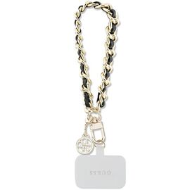 Guess GUOUCHSAMC4K Universal Hand Strap Case - Black Saffiano Chain 4G Charm | Techbox
