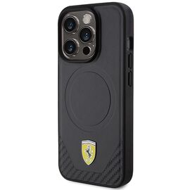 Ferrari Carbon Metal Logo MagSafe case for iPhone 15 Pro - black | Techbox