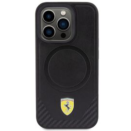Ferrari Carbon Metal Logo MagSafe case for iPhone 15 Pro - black | Techbox