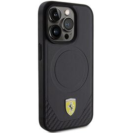 Ferrari Carbon Metal Logo MagSafe case for iPhone 15 Pro - black | Techbox