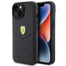 Ferrari Quilted Metal Logo case for iPhone 15 - black | Techbox