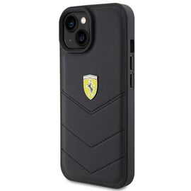 Ferrari Quilted Metal Logo case for iPhone 15 - black | Techbox
