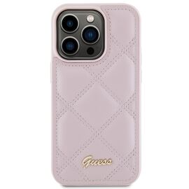 Guess Quilted Metal Logo case for iPhone 15 Pro - pink | Techbox