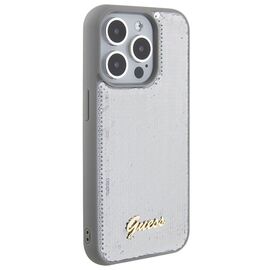 Guess Sequin Script Metal case for iPhone 15 Pro Max - silver | Techbox