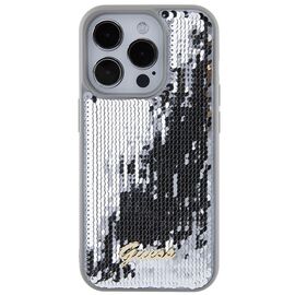 Guess Sequin Script Metal case for iPhone 15 Pro - silver | Techbox