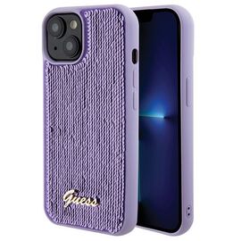 Guess Sequin Script Metal case for iPhone 15 - purple | Techbox