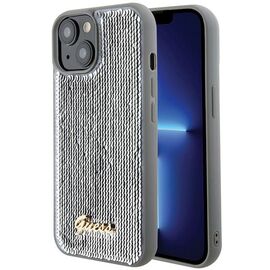 Guess Sequin Script Metal case for iPhone 15 - silver | Techbox