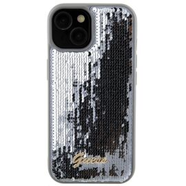 Guess Sequin Script Metal case for iPhone 15 - silver | Techbox