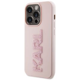 Karl Lagerfeld 3D Rubber Glitter Logo case for iPhone 15 Pro Max - pink - Apple Cases - Cases - Techbox