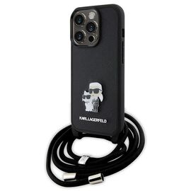 Karl Lagerfeld Crossbody Saffiano Metal Pin Karl &amp; Choupette case for iPhone 15 Pro - black - Apple Cases - Cases - Techbox
