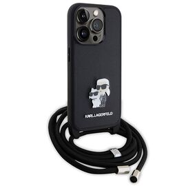 Karl Lagerfeld Crossbody Saffiano Metal Pin Karl &amp; Choupette case for iPhone 15 Pro - black - Apple Cases - Cases - Techbox