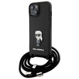 Karl Lagerfeld Crossbody Saffiano Monogram Metal Pin Karl & Choupette Case for iPhone 15 - Black - Apple Cases - Cases - Techbox
