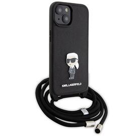 Karl Lagerfeld Crossbody Saffiano Monogram Metal Pin Karl & Choupette Case for iPhone 15 - Black - Apple Cases - Cases - Techbox