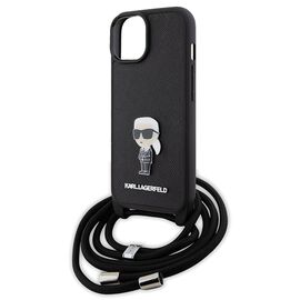 Karl Lagerfeld Crossbody Saffiano Monogram Metal Pin Karl & Choupette Case for iPhone 15 - Black - Apple Cases - Cases - Techbox