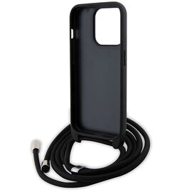 Karl Lagerfeld Crossbody Saffiano Monogram Metal Pin Karl &amp; Choupette Case for iPhone 15 Pro - Black - Apple Cases - Cases - Techbox