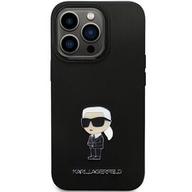 Karl Lagerfeld KLHCP14LSMHKNPK case for iPhone 14 Pro - black Silicone Ikonik Metal Pin | Techbox