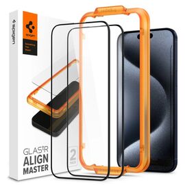 Spigen ALM Glass FC Tempered Glass for iPhone 15 Pro - Black 2 pcs. | Techbox