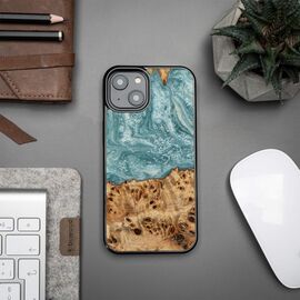 Wood and resin case for iPhone 15 Plus Bewood Unique Uranus - blue and white - Uncategorized Cases (2) - Cases - Techbox