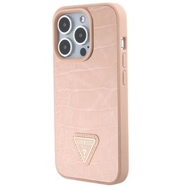 Guess GUHCP15XPCRTHCP iPhone 15 Pro Max pink/pink hardcase Croco Triangle Metal Logo | Techbox