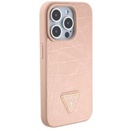 Guess GUHCP15XPCRTHCP iPhone 15 Pro Max pink/pink hardcase Croco Triangle Metal Logo | Techbox