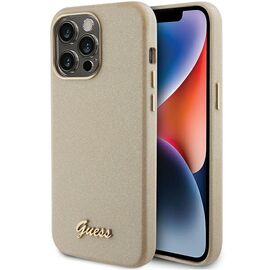 Guess Glitter Glossy Script case for iPhone 15 Pro - gold | Techbox