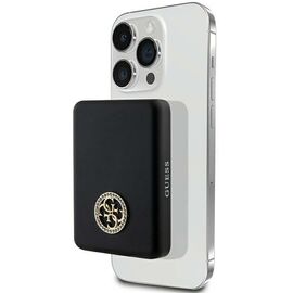 Guess MagSafe 4G Strassed Metal Logo induction power bank 15W 5000mAh - black - Powerbanks - Smartphone Chargers - Techbox
