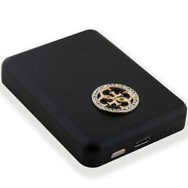 Guess MagSafe 4G Strassed Metal Logo induction power bank 15W 5000mAh - black - Powerbanks - Smartphone Chargers - Techbox