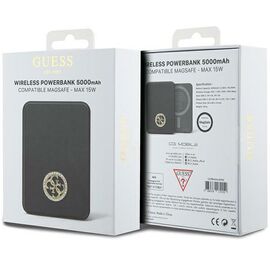 Guess MagSafe 4G Strassed Metal Logo induction power bank 15W 5000mAh - black - Powerbanks - Smartphone Chargers - Techbox
