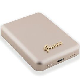 Guess MagSafe Metal Script Logo induction power bank 5W 3000mAh - gold - Powerbanks - Smartphone Chargers - Techbox