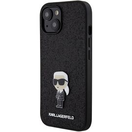 Karl Lagerfeld Fixed Glitter Ikonik Logo Metal Pin case for iPhone 15 - black | Techbox