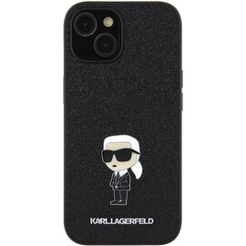 Karl Lagerfeld Fixed Glitter Ikonik Logo Metal Pin case for iPhone 15 - black | Techbox