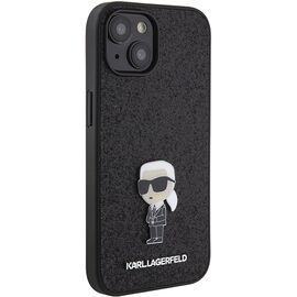 Karl Lagerfeld Fixed Glitter Ikonik Logo Metal Pin case for iPhone 15 - black | Techbox