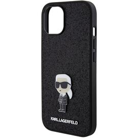 Karl Lagerfeld Fixed Glitter Ikonik Logo Metal Pin case for iPhone 15 - black | Techbox