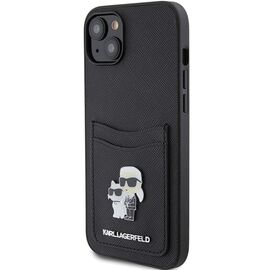 Karl Lagerfeld Saffiano Cardslot Karl&amp;Choupette Metal Pin case for iPhone 15 - black - Apple Cases - Cases - Techbox