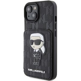 Karl Lagerfeld Saffiano Cardslots and Stand Monogram Ikonik Patch case for iPhone 15 - black - Apple Cases - Cases - Techbox