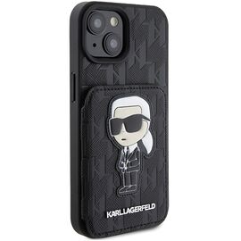 Karl Lagerfeld Saffiano Cardslots and Stand Monogram Ikonik Patch case for iPhone 15 - black - Apple Cases - Cases - Techbox