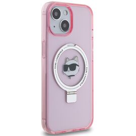 Karl Lagerfeld KLHMP15SHMRSCHP iPhone 15 6.1" pink/pink hardcase Ring Stand Choupette Head MagSafe - Apple Cases - Cases - Techbox