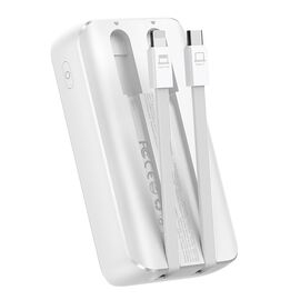 Mini power bank with built-in cables Joyroom JR-PBC06 30W 10000mAh - white | Techbox