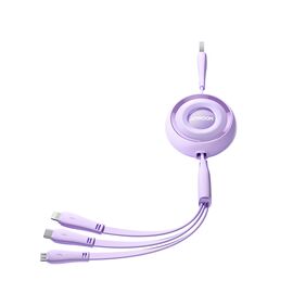 Joyroom Colorful Series S-A40 Cable Retractable 3in1 USB-A - USB-C / Lightning / Micro USB 1m - Purple | Techbox