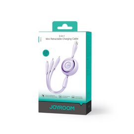 Joyroom Colorful Series S-A40 Cable Retractable 3in1 USB-A - USB-C / Lightning / Micro USB 1m - Purple | Techbox