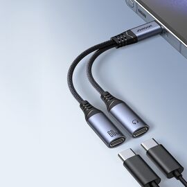 Joyroom SY-C03 USB-C to 2x USB-C 2in1 DAC adapter - black