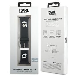 Karl Lagerfeld 3D Rubber Karl&Choupette Heads strap for Apple Watch 42/44/45/49mm - black | Techbox