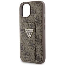 Guess Grip Stand 4G Triangle Strass case for iPhone 15 - brown | Techbox