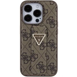 Guess Grip Stand 4G Triangle Strass case for iPhone 15 Pro - brown - Apple Cases - Cases - Techbox