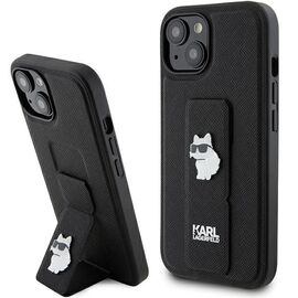 Karl Lagerfeld Gripstand Saffiano Choupette Pins case for iPhone 15 - black - Apple Cases - Cases - Techbox