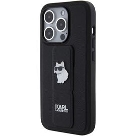 Karl Lagerfeld Gripstand Saffiano Choupette Pins case for iPhone 15 Pro - black - Apple Cases - Cases - Techbox