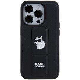 Karl Lagerfeld Gripstand Saffiano Choupette Pins case for iPhone 15 Pro - black - Apple Cases - Cases - Techbox