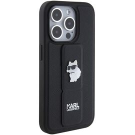 Karl Lagerfeld Gripstand Saffiano Choupette Pins case for iPhone 15 Pro - black - Apple Cases - Cases - Techbox