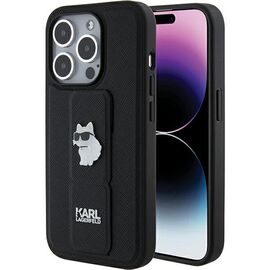 Karl Lagerfeld Gripstand Saffiano Choupette Pins case for iPhone 15 Pro Max - black - Apple Cases - Cases - Techbox